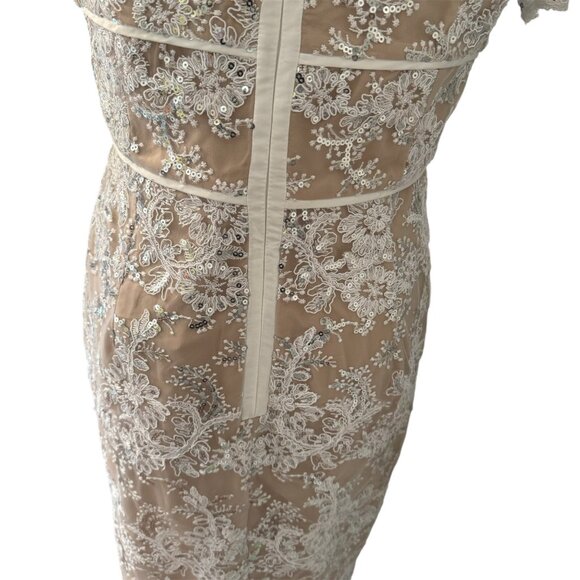 NWT Shani V neck Embroidery Short Sleeve Lace Sequin Cocktail Dress Size 8 - Picture 4 of 15